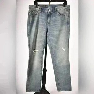 J.CREW Light Blue Cotton Distressed Denim Broken Boyfriend  Straight Fit 34x30